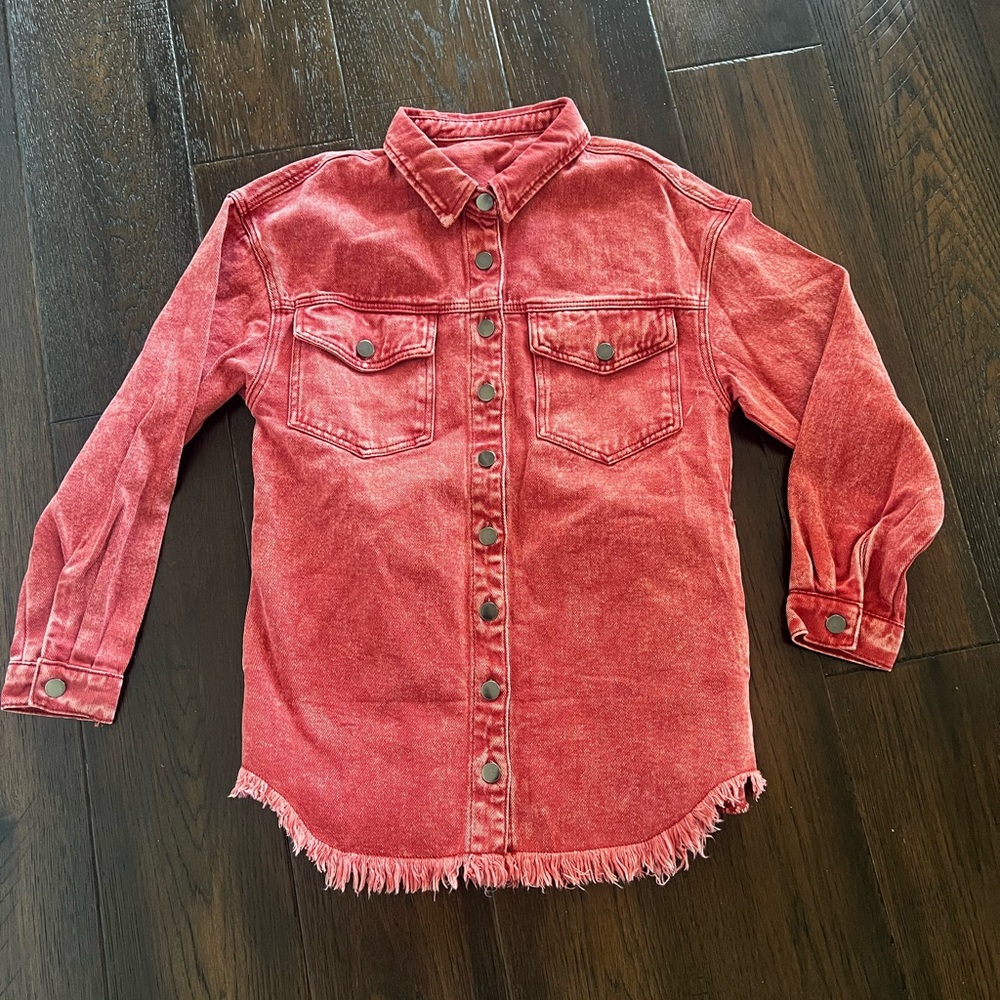 Vetinee burnt ochre raw hem  Denim jacket